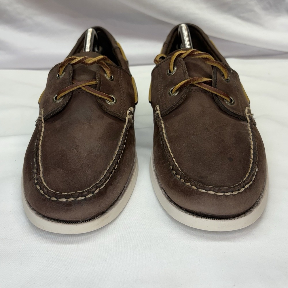 LL Bean Casco Bay Leather Boat Shoes Mens US 10.5 D Brown Moccasin Loafers‎ - Picture 3 of 14